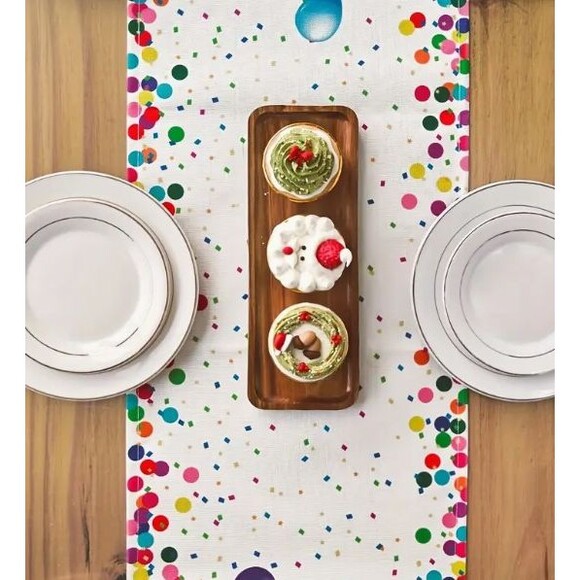 Table Runner 13x72in Linen Happy Birthday Balloons Colorful Party NEW - Picture 2 of 2